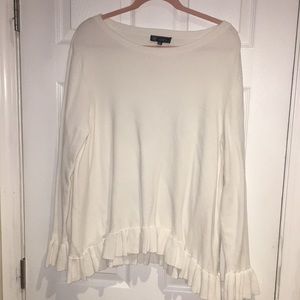 White ruffle sweater